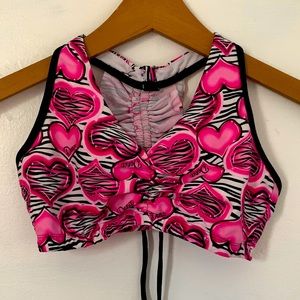 pink heart sports bra
